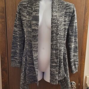 Ashley Blue Gold Tag Women Sweater OPEN CARDIGAN Size 1XL BLACK WHITE GRAY